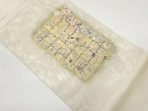 金彩色紙・格子に花々模様織出し名古屋帯